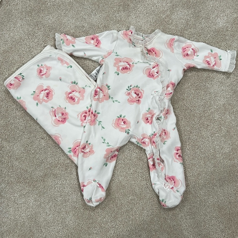 Little Me matching onesie and blanket